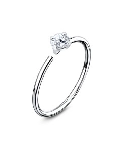 Round CZ Silver Nose Ring NSKR-71